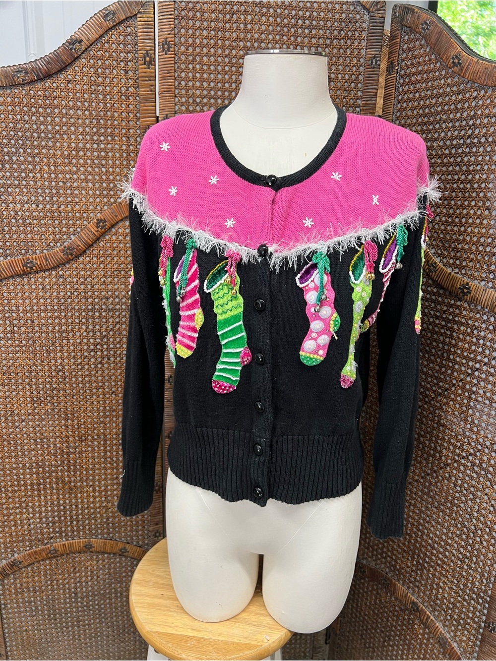 Vintage Design options cardigan sweater Philip & Jane Gordon small Christmas